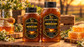 Southern Drip Farms 16 oz and 24 oz honey bottles together in a wide tabletop display; mixed case contains six of each size